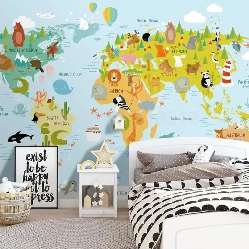 World Map Wallpaper Bedroom Decor - Second Image