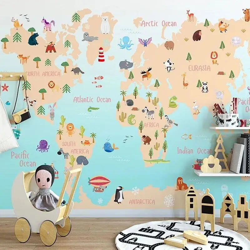 Children's World Map Wallpaper - Second Image