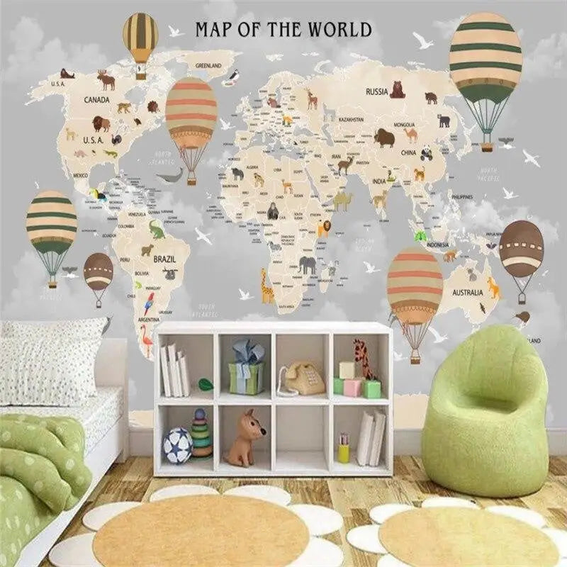 Papier Peint Carte du Monde Enfant