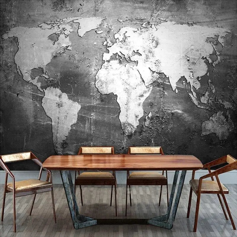 Black and White World Map Wallpaper - Second Image