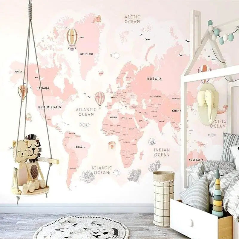 Pink World Map Wallpaper - Second Image