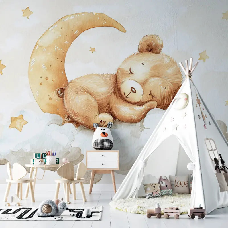 Teddy bear baby bedroom wallpaper - Second Image