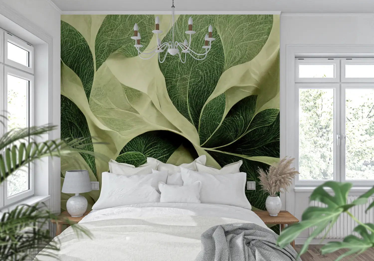 Green bedroom wallpaper - Second Image