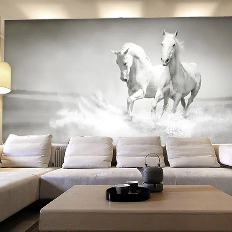 Black and White Horses Wallpaper - Second Image