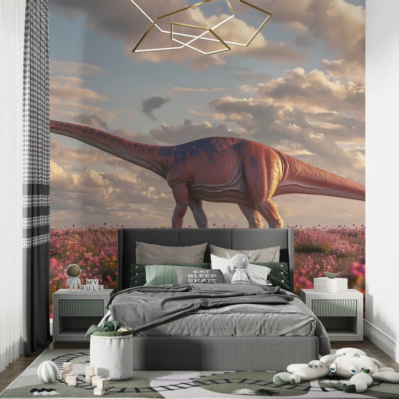 Papier Peint Dinosaure Rose - chambre petit