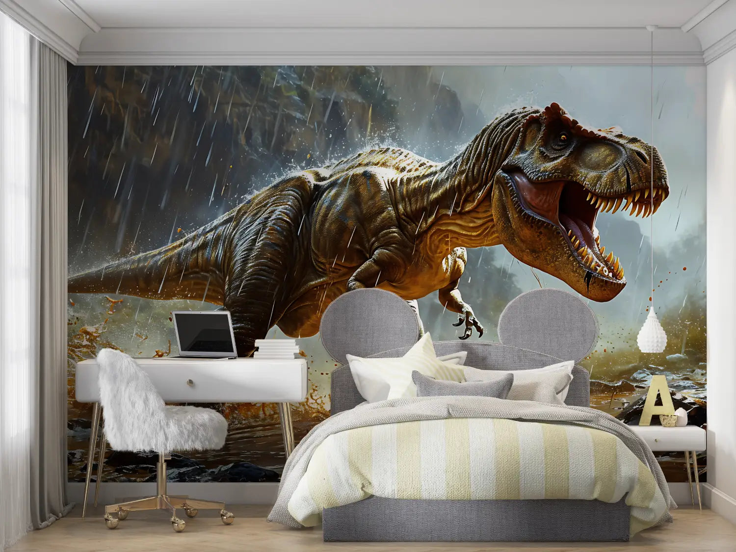 Papier Peint Dinosaure T Rex Affamé - chambre de garçon