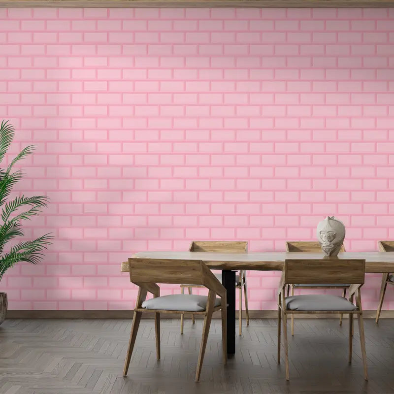 Pink Brick Effect Wallpaper - Second Image