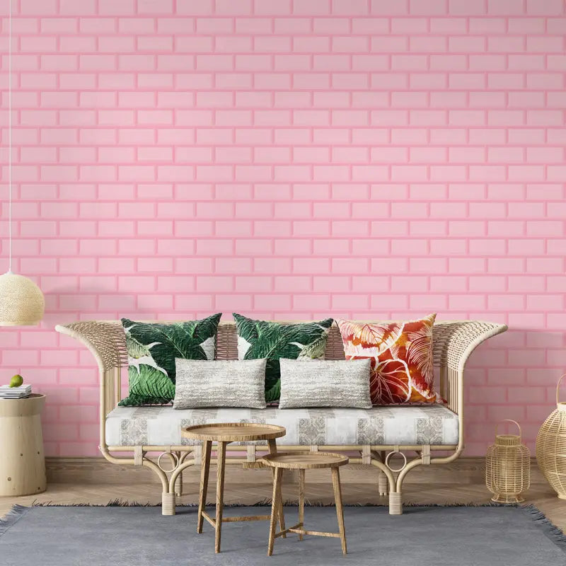 Pink Brick Effect Wallpaper - Second Image