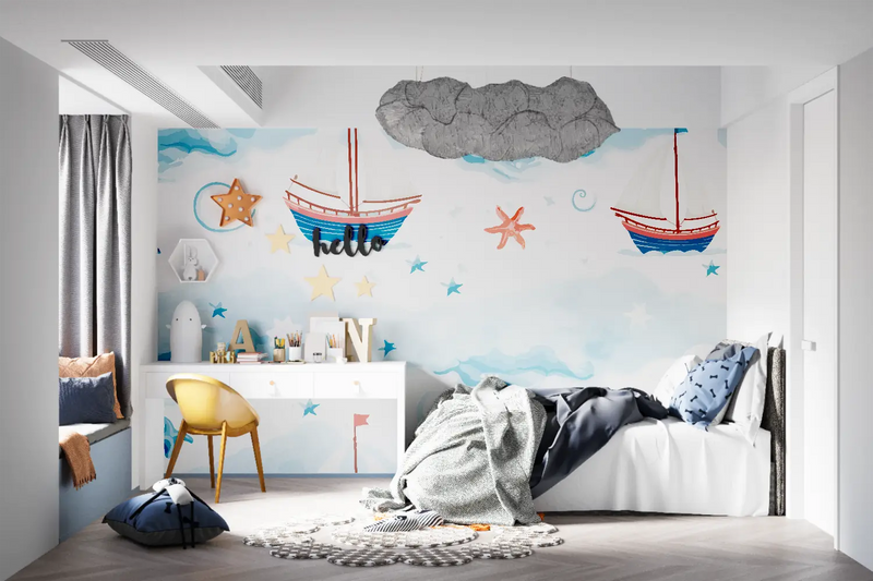 Papier Peint Enfants Bateau - tapisseries murale