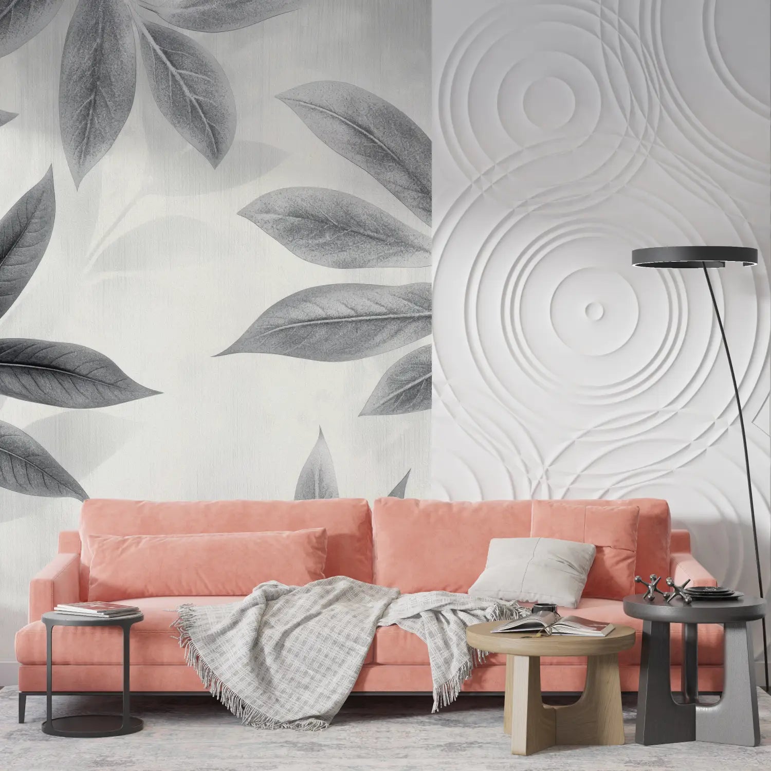 Papier Peint Feuillage Gris - tendances