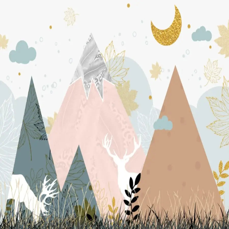 Classic Girl Wallpaper <br/> Deer and Mountain Design