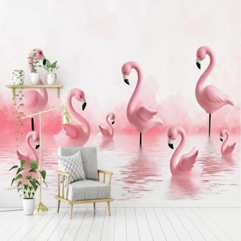 Pink Flamingo Wallpaper for Girls Room - Second Image