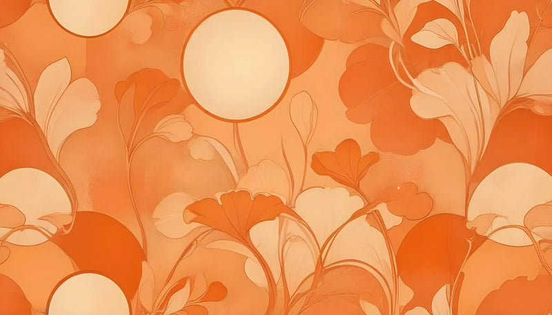 Papier Peint Fleur Orange Vintage