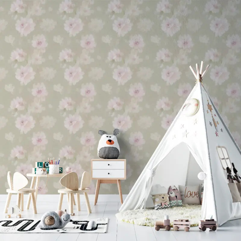 Baby pink floral wallpaper - Second Image