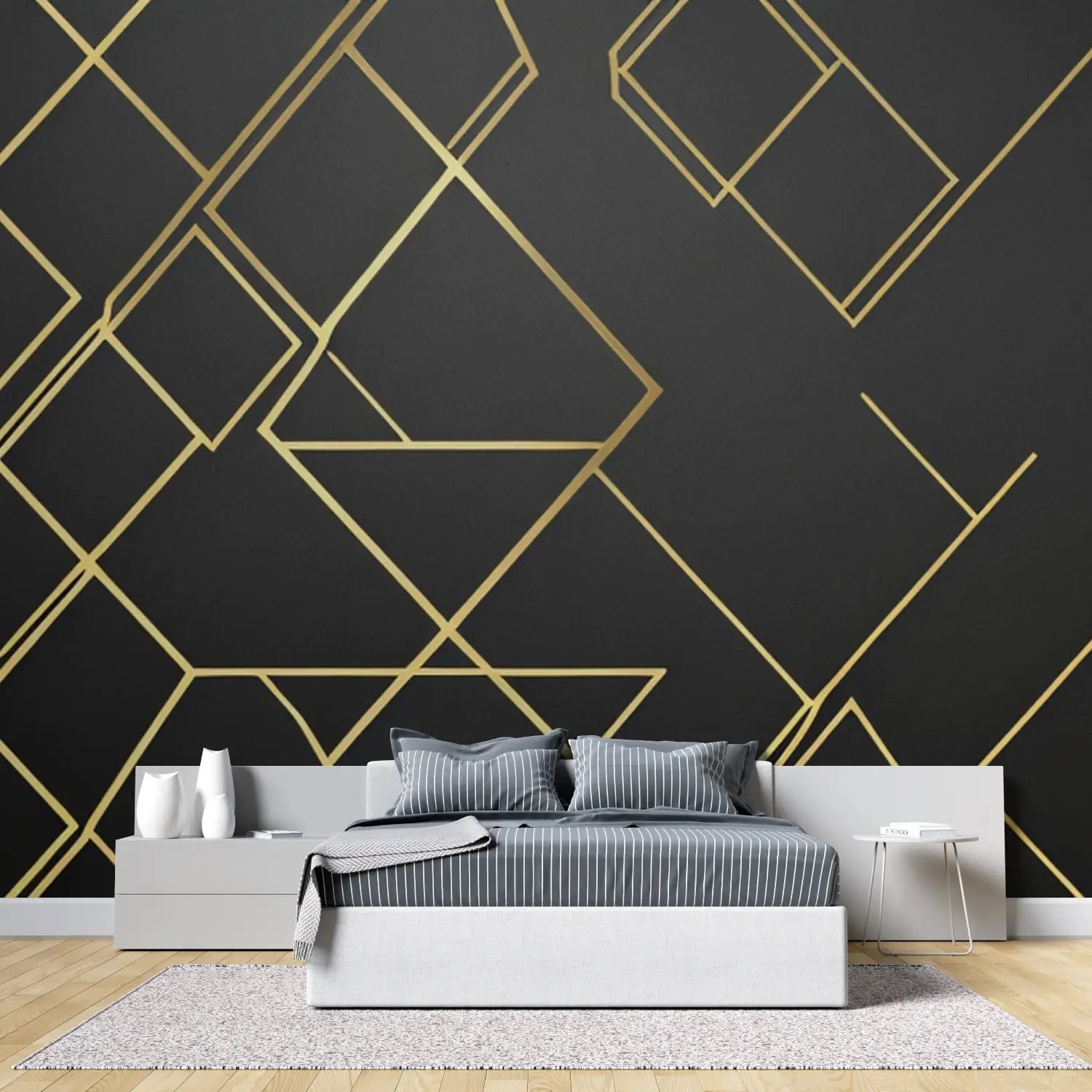 Geometrische Tapete in Schwarz und Gold - Second Image