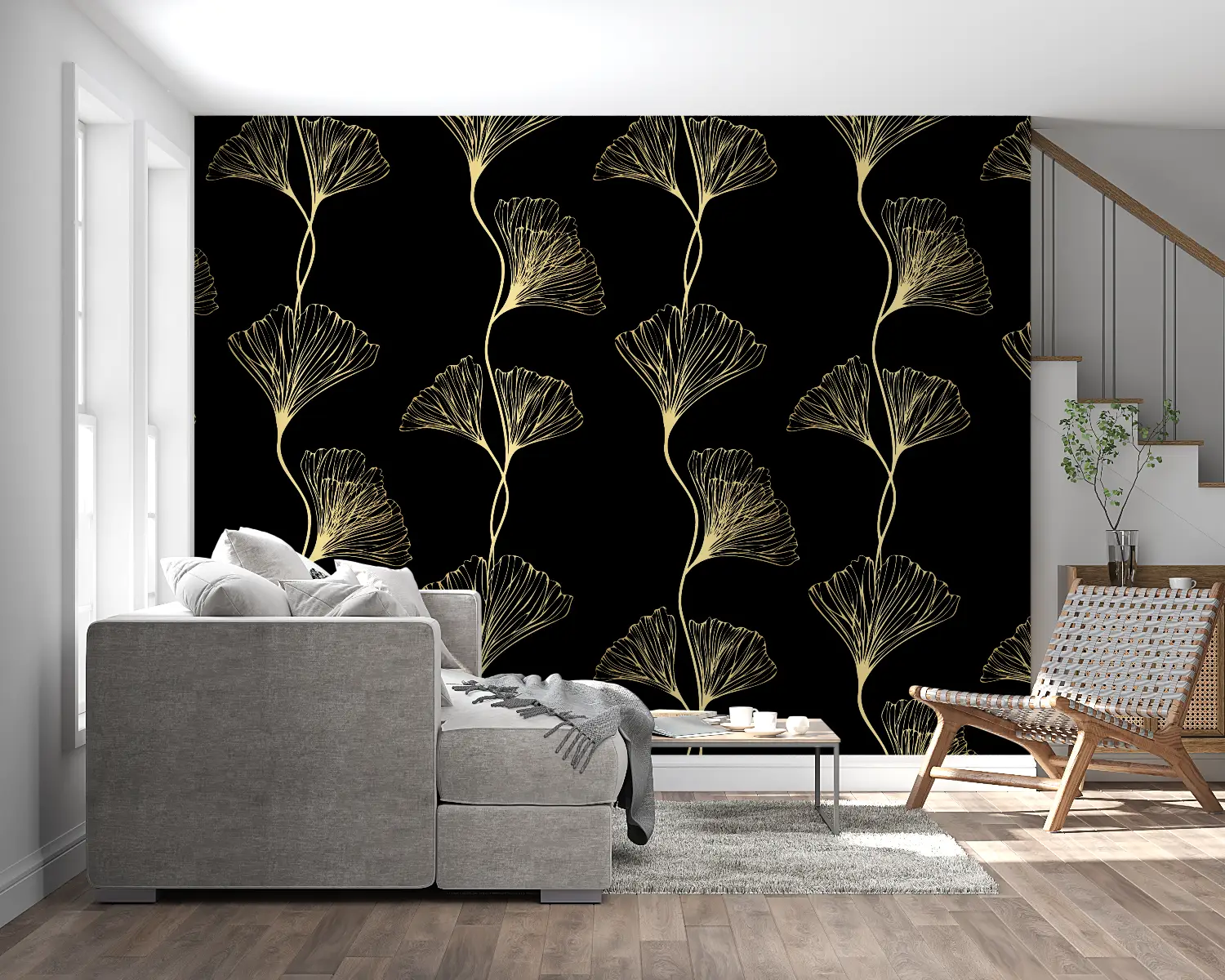 Golden Ginkgo Pattern Wallpaper - Second Image