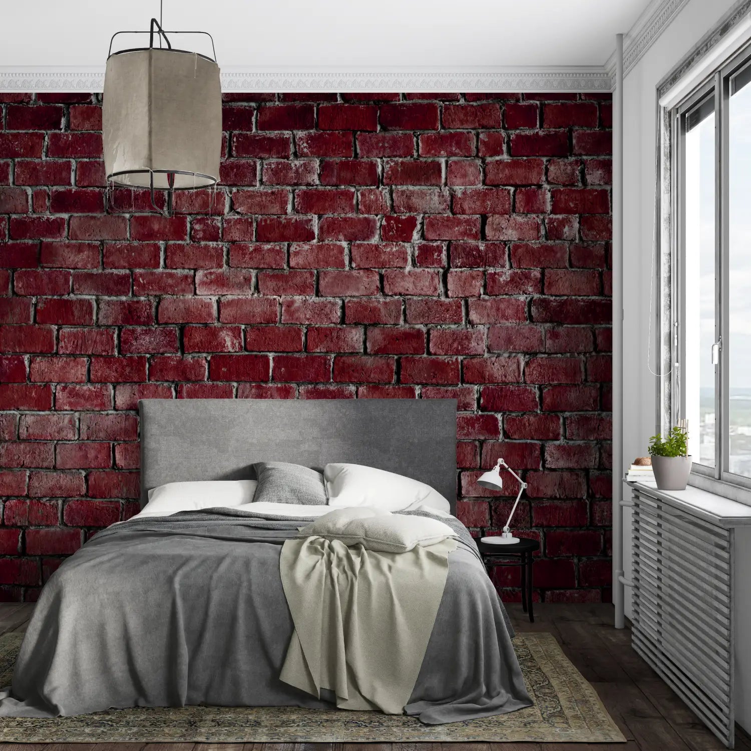 Red brick imitation wallpaper - Second Image