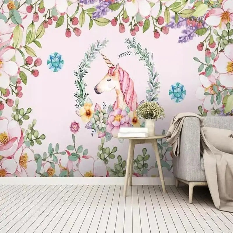 Papier Peint Licorne Fleur Mural