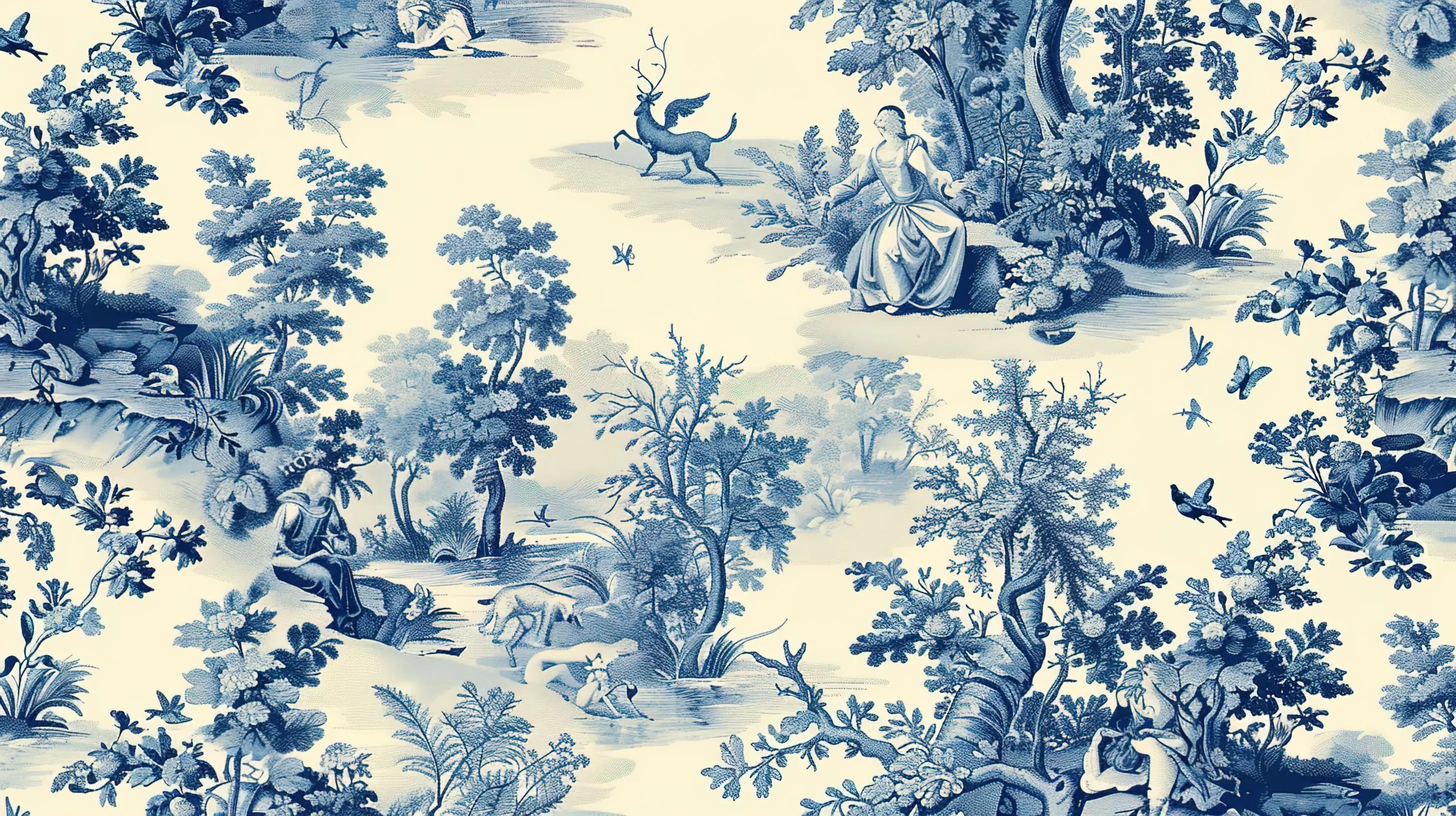 Blue tree pattern wallpaper