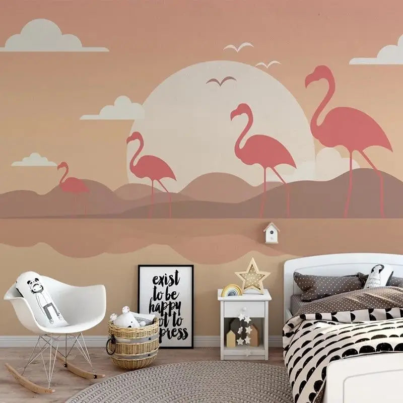 Papier Peint Motif Flamant Rose