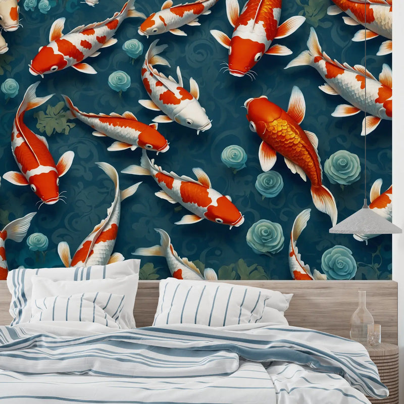 Papier Peint Motif Poisson Rouge - sur mesure