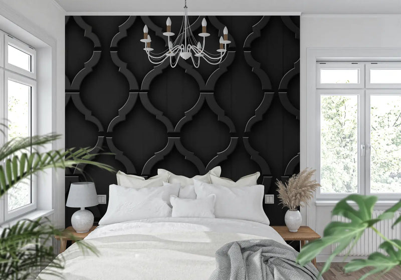 Papier Peint Noir Et Gris Motifs - tendance mur