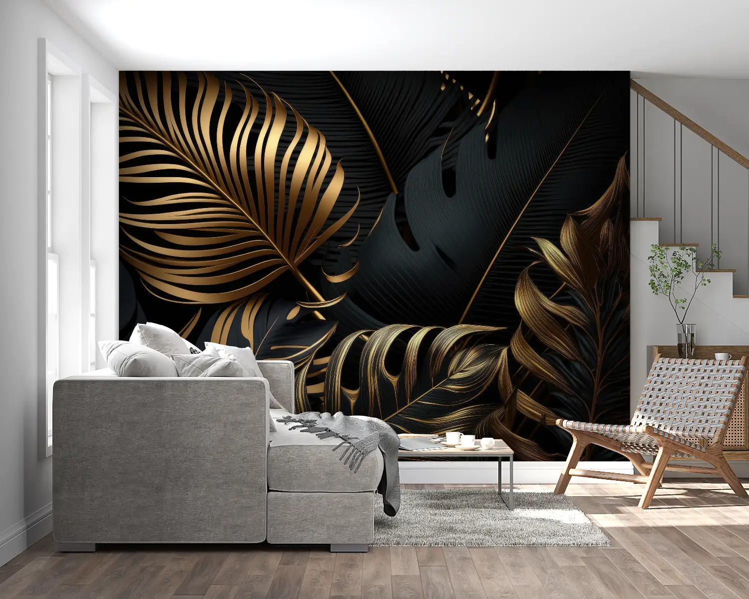 Kunsttapete in Schwarz und Gold - Second Image