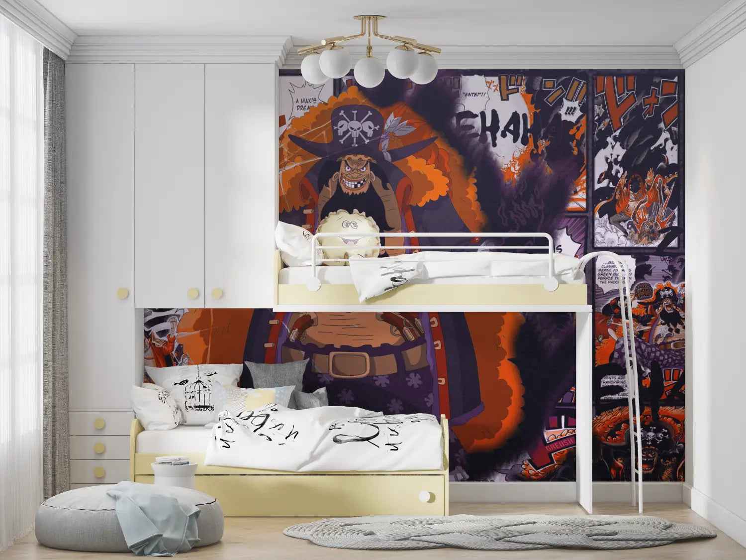 Papier Peint One Piece Barbe Noire - mur panoramique