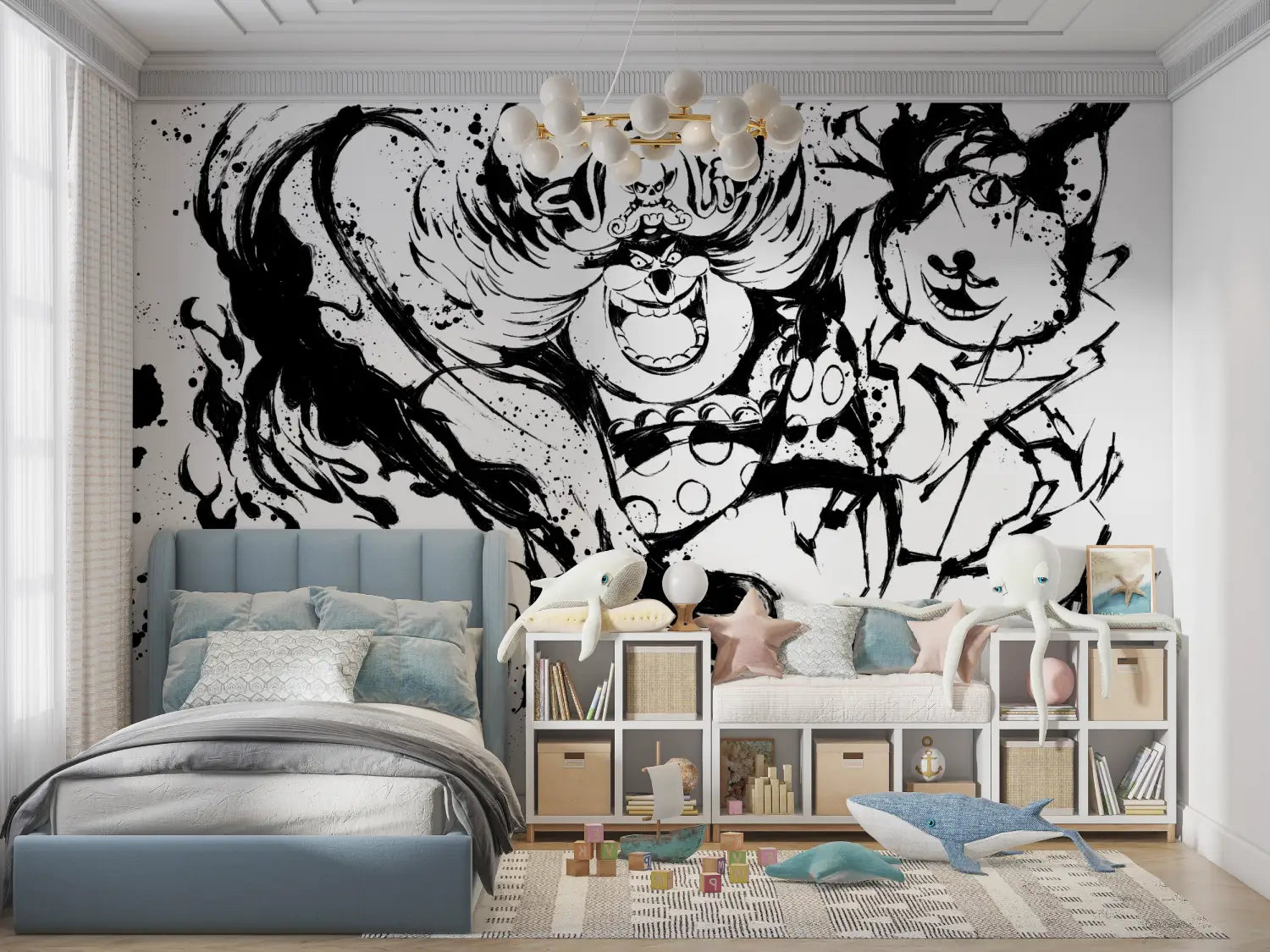 Papier Peint One Piece Big Mom Noir Et Blanc - tapisserie garçon