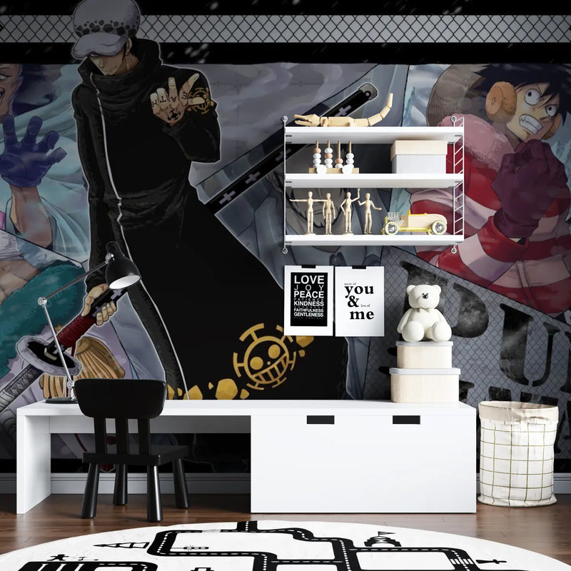 Papier Peint One Piece Punk Hazard - chambre garçon lit