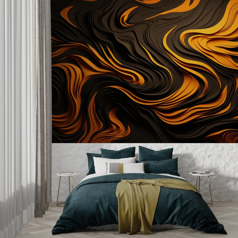 Papier Peint Orange Et Noir Design - panoramique tendance