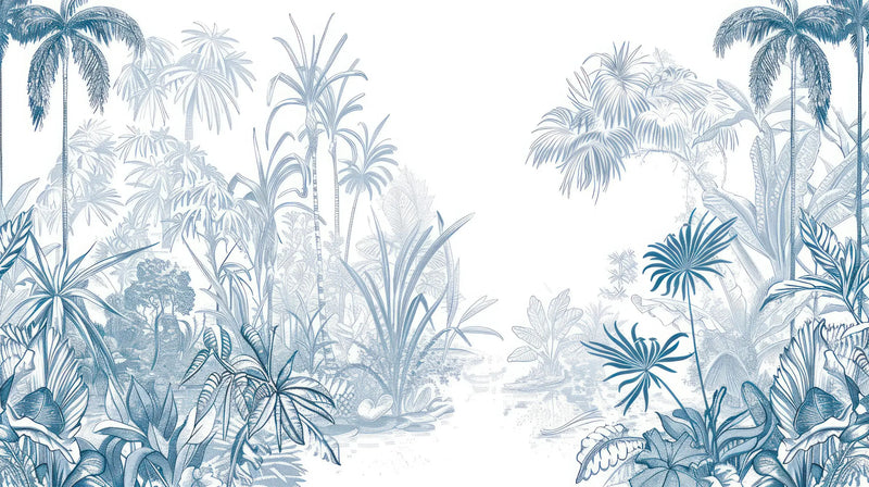 Blue Palm Panoramic Wallpaper