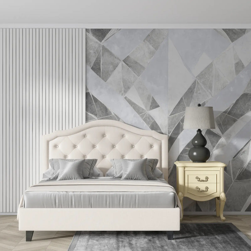 Papier Peint Salon Gris Blanc - mur