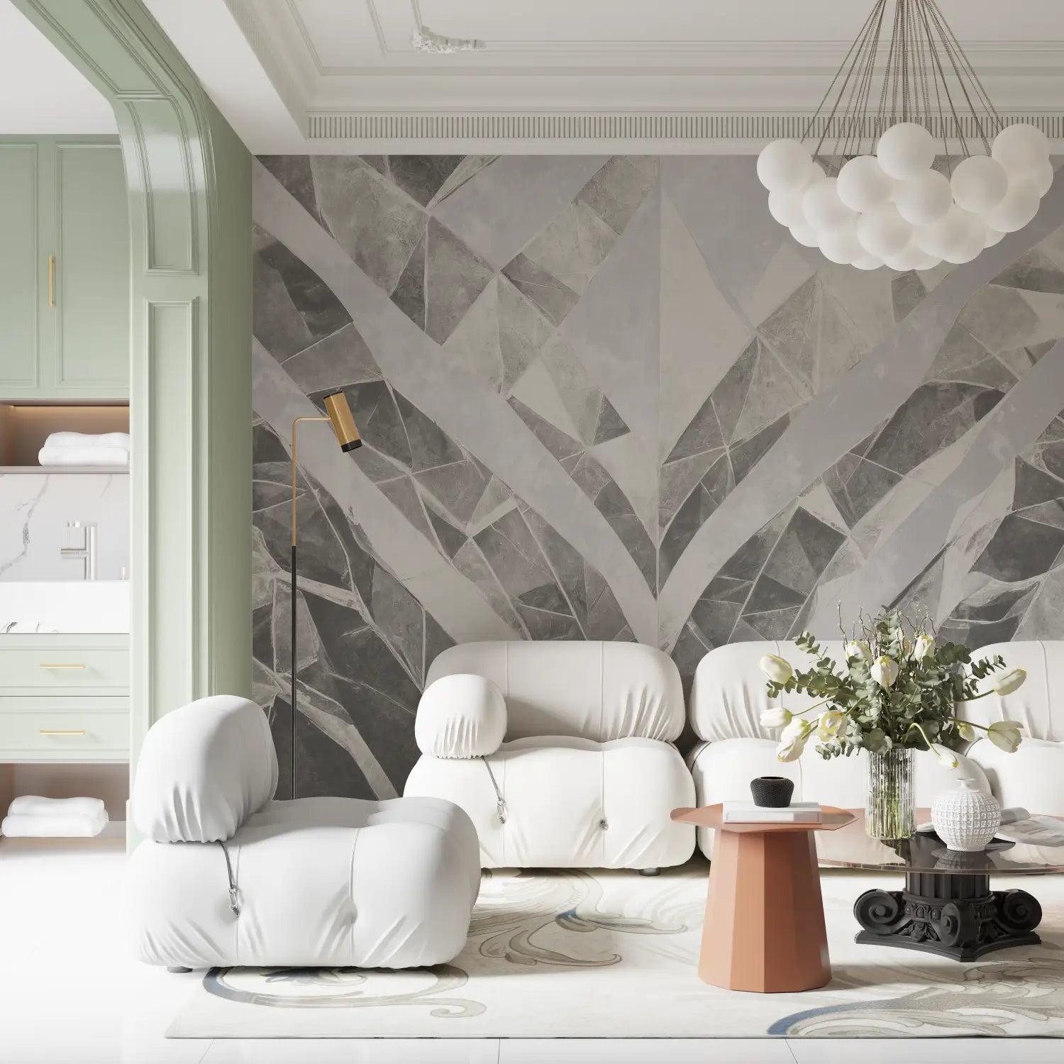 Papier Peint Salon Gris Blanc - tendances