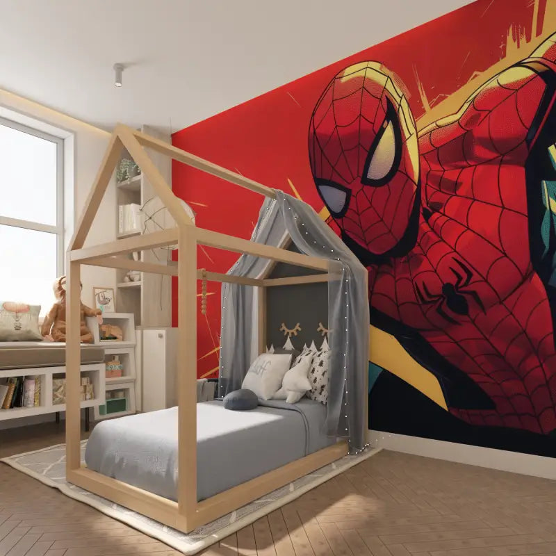 Papier Peint Spiderman BD - chambre garçon lit