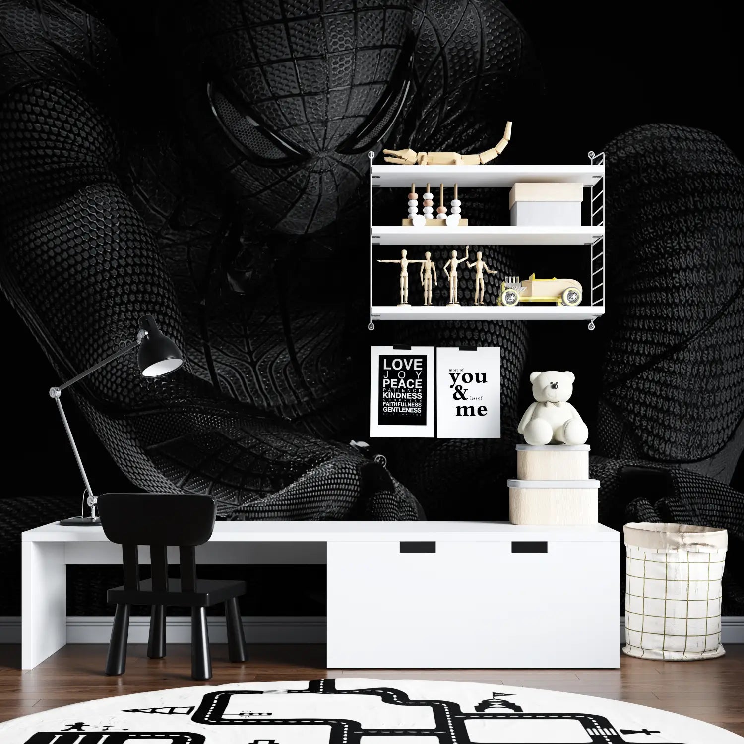 Papier Peint Spiderman Noir Design - tapisserie hero