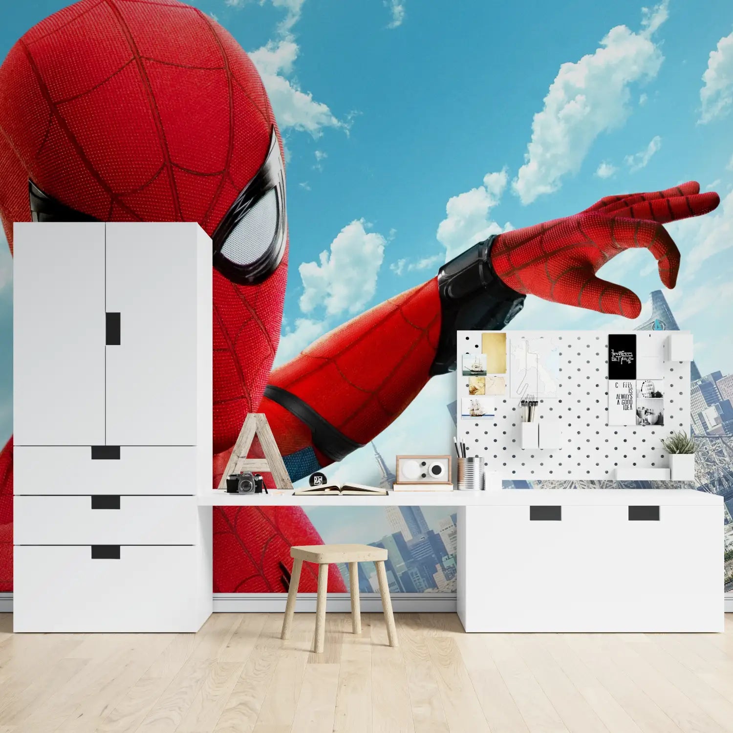 Papier Peint Spiderman Trompe l'Oeil 3D - tapisserie hero