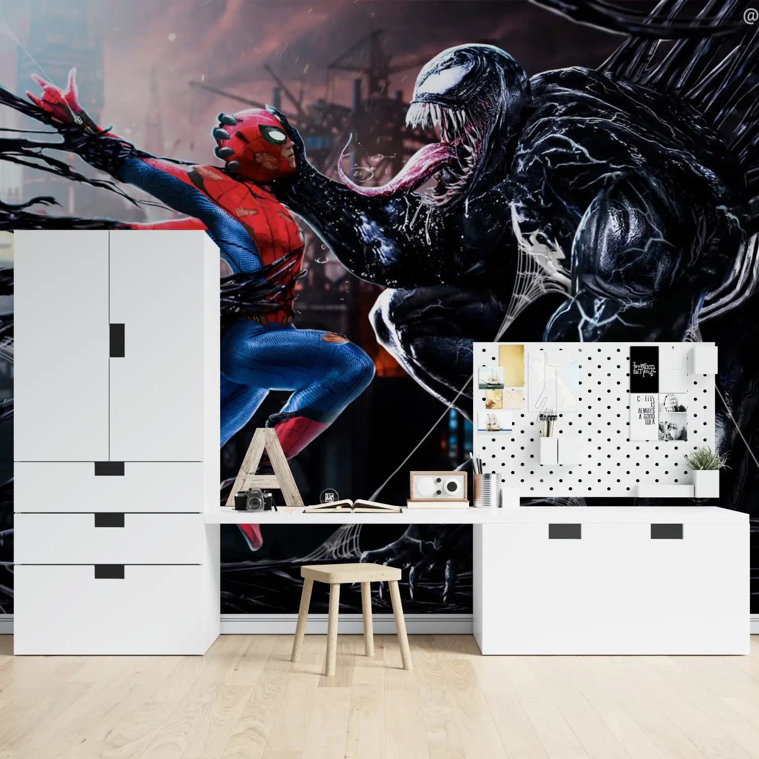 Papier Peint Spiderman vs Venom - tapisserie hero