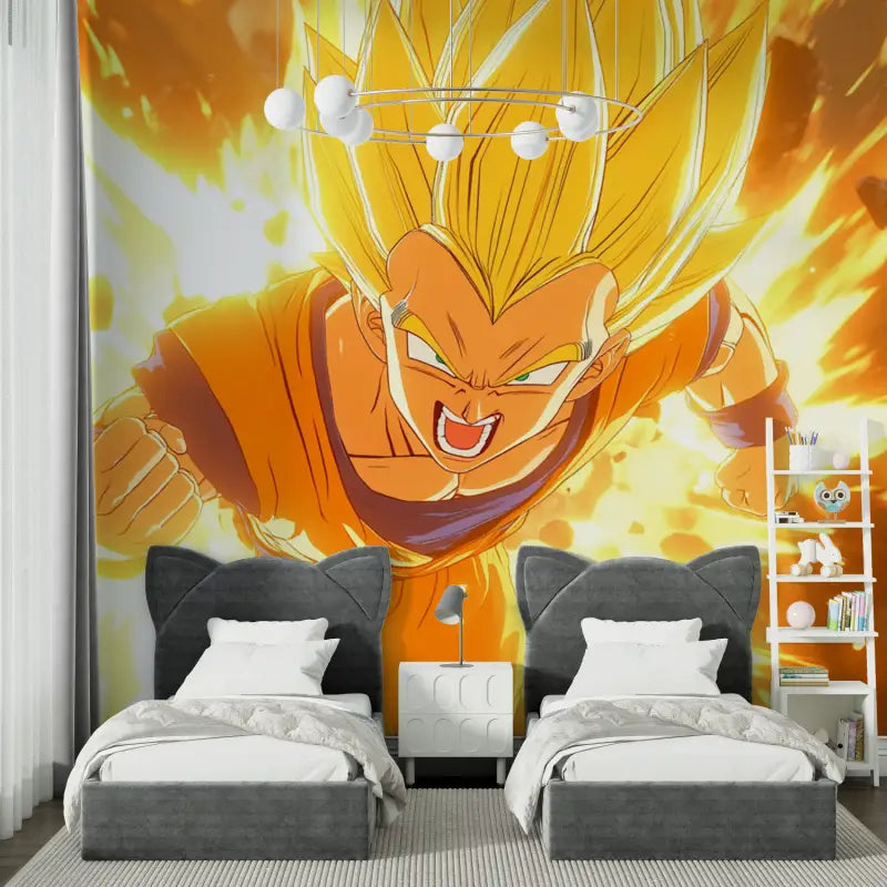 Papier Peint Super Sayan - chambre garçon lit