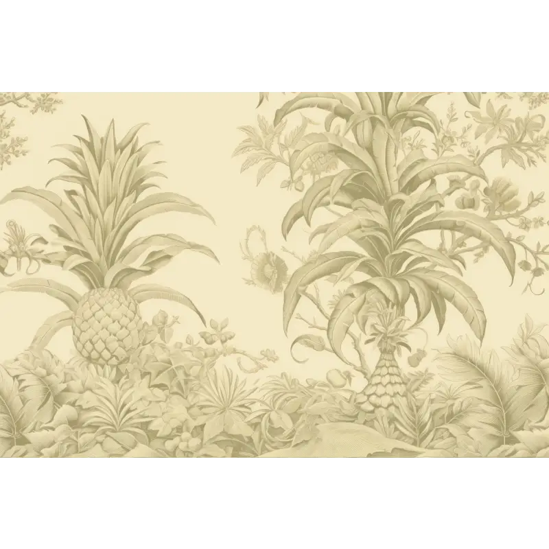 Papier Peint Toile De Jouy Ananas Jaune