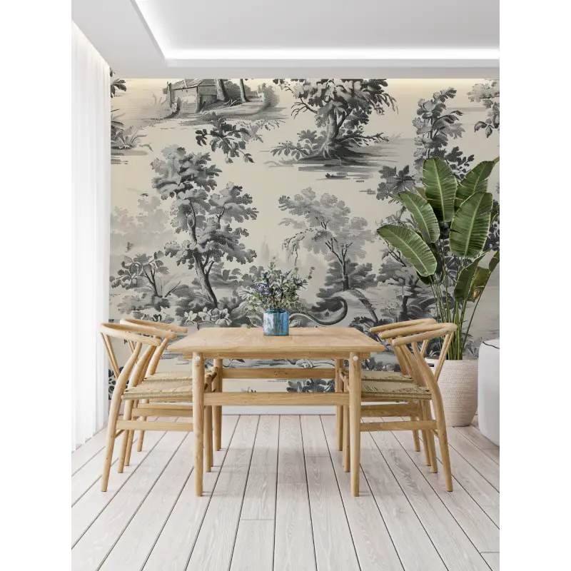 Toile De Jouy Shrub Wallpaper - Second Image