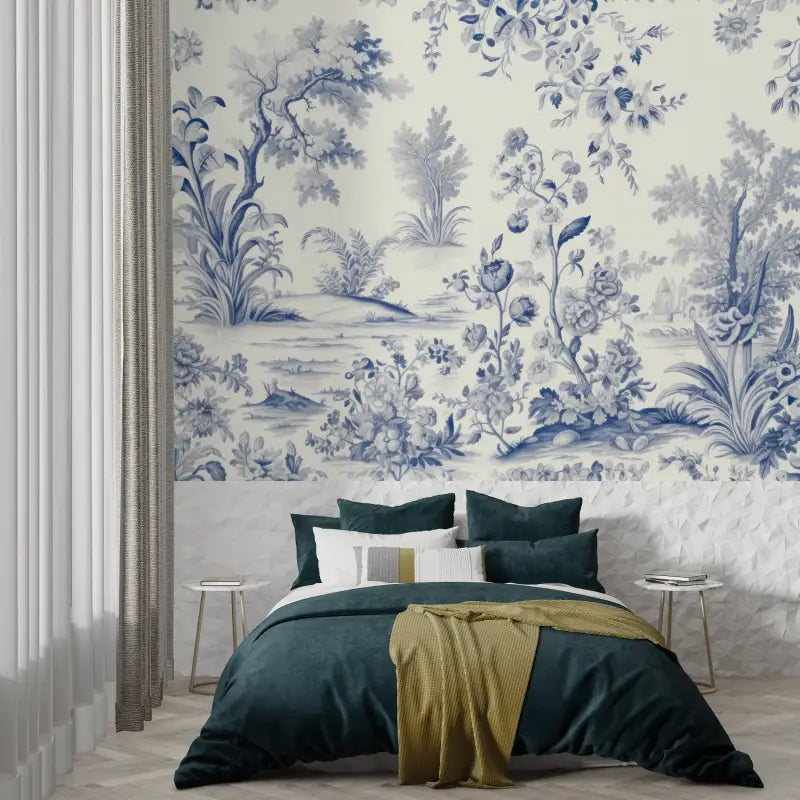 Blue Toile De Jouy Wallpaper - Second Image