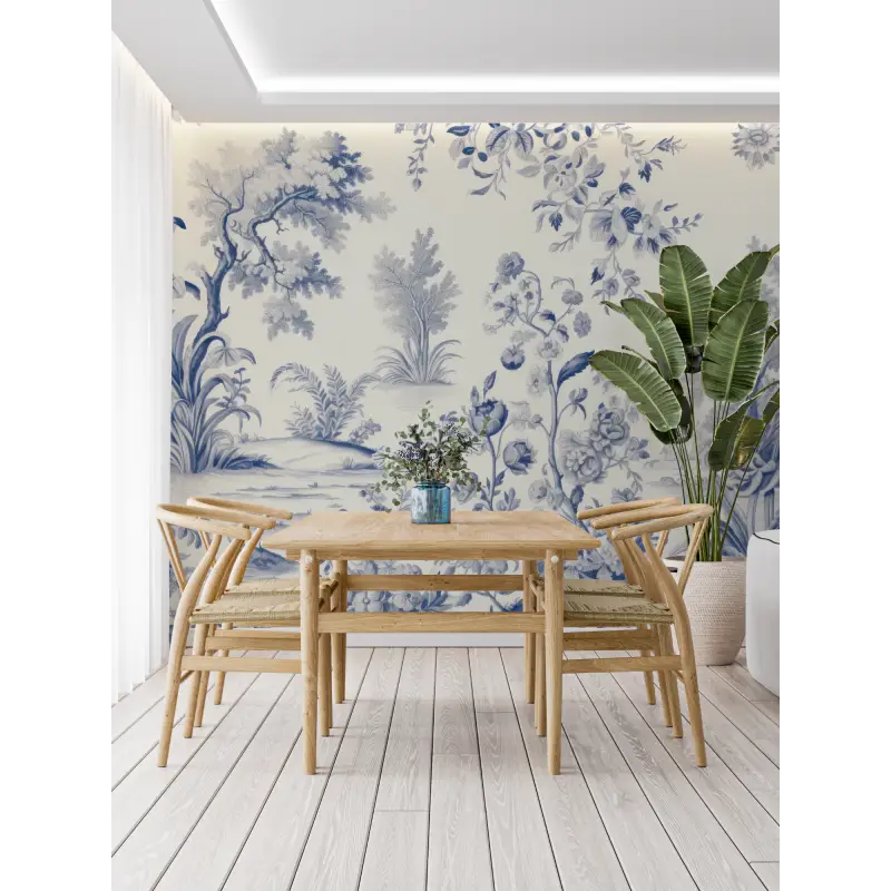 Blue Toile De Jouy Wallpaper - Second Image