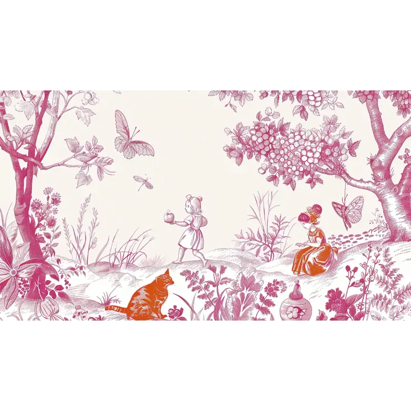 Papier Peint Toile De Jouy Enfant Rose