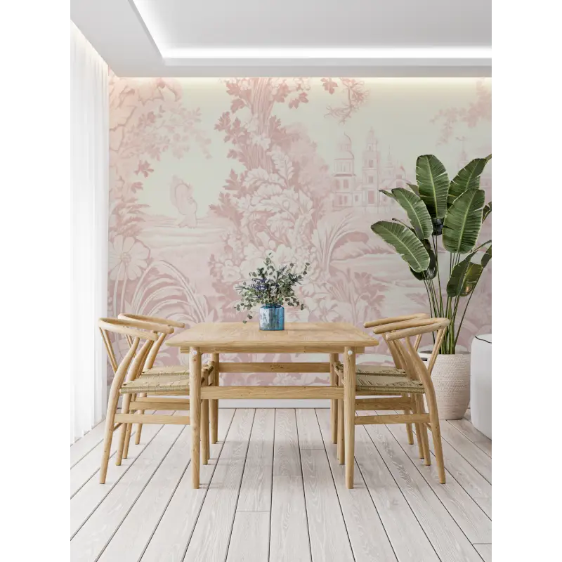 Pink Toile De Jouy Wallpaper - Second Image