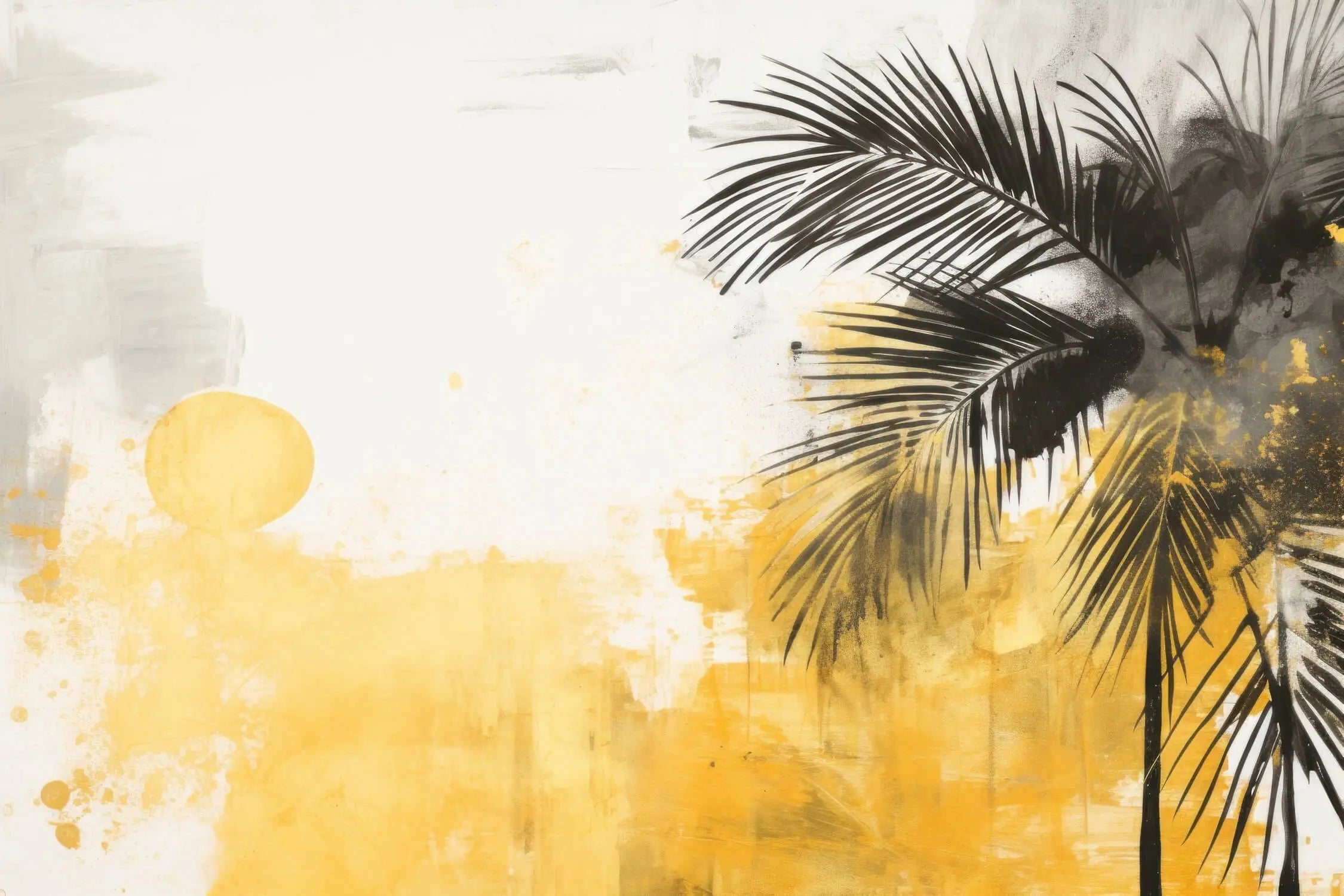 Papier Peint Tropical Jaune Et Gris