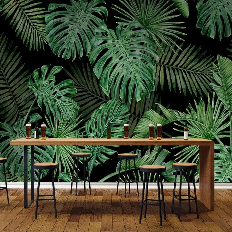 Papier Peint Tropical Vert et Noir