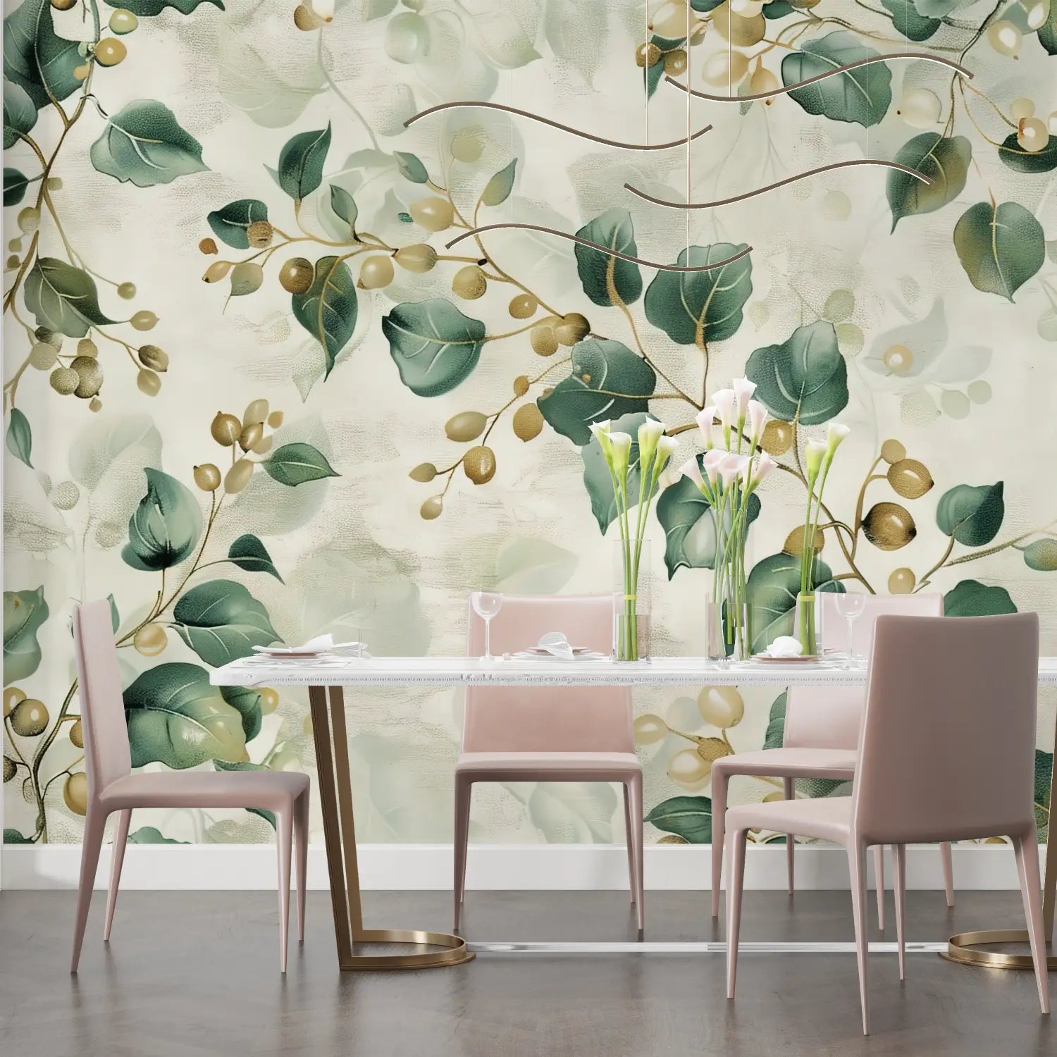 Papier Peint Vert Floral - panoramique mural