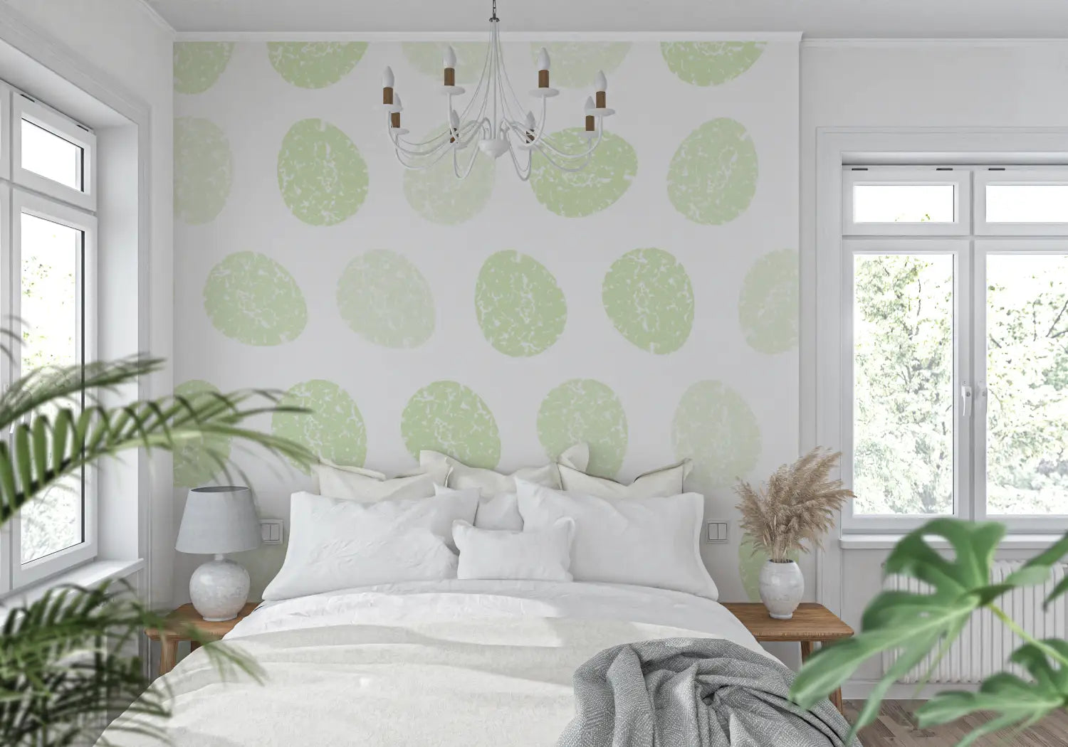 Papier Peint Vert Motif - mur cuisine