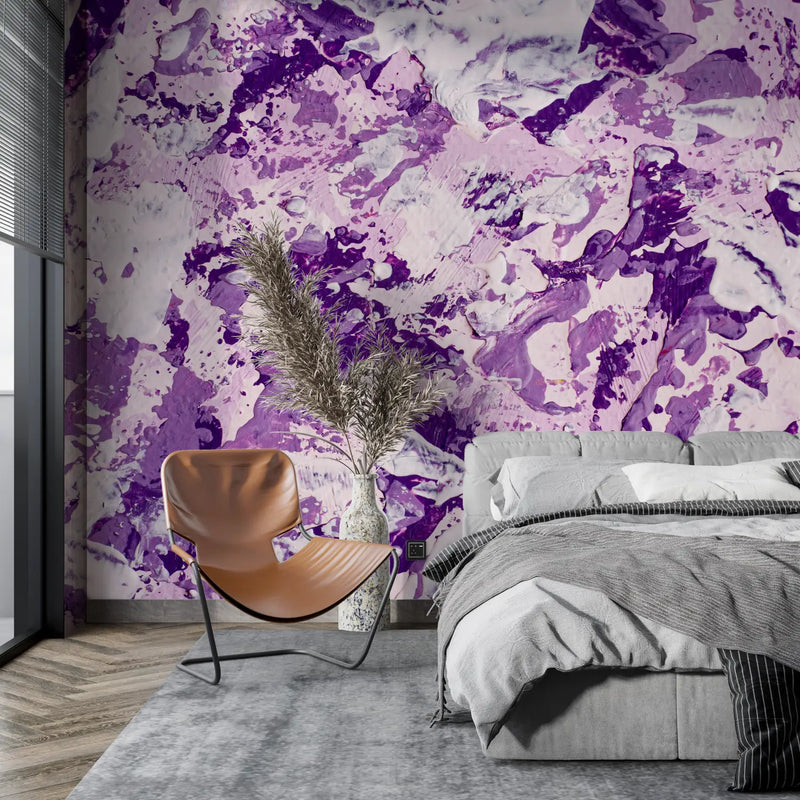 Papier Peint Violet Peinture - panoramique 4murs